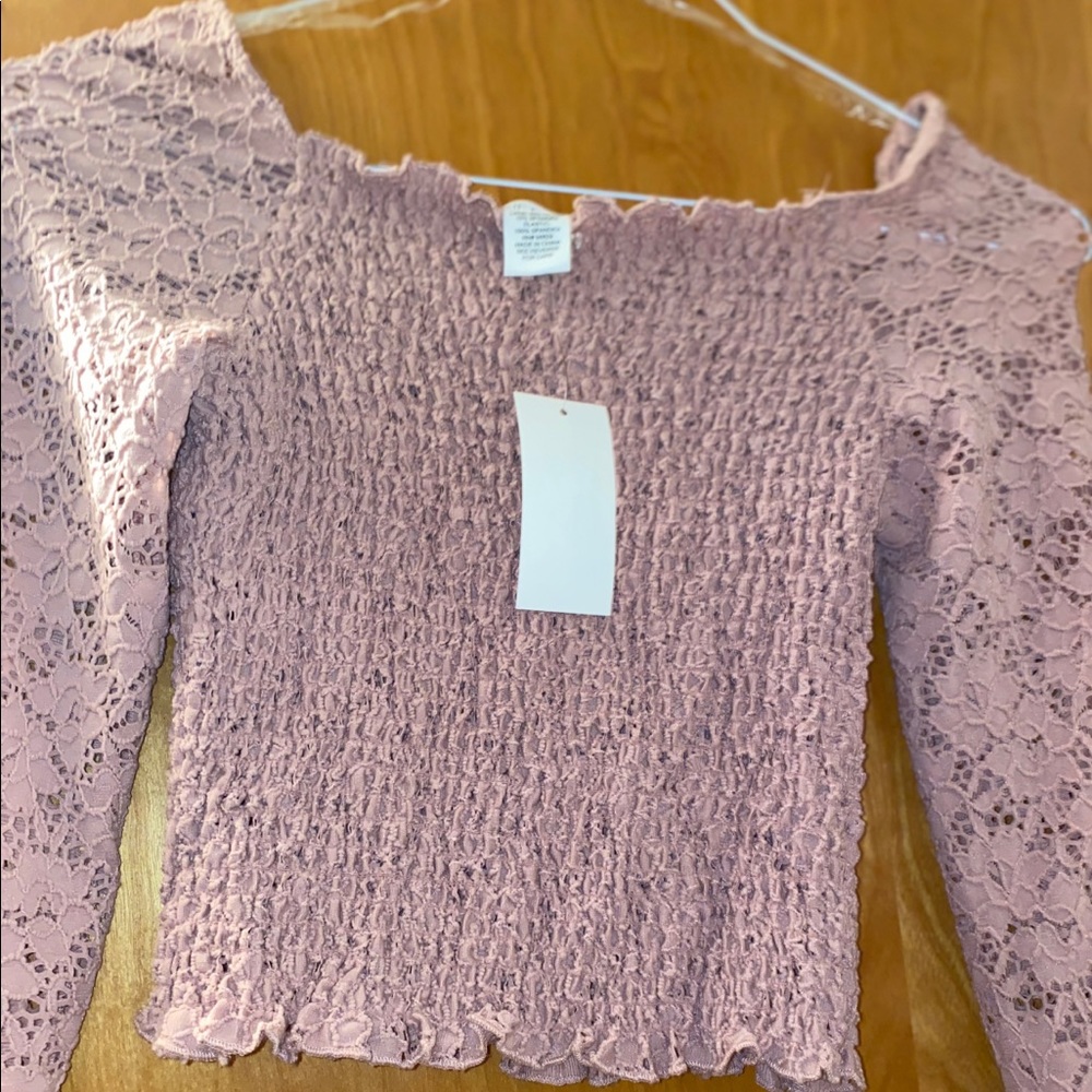 Mauve long sleeved cropped shirt